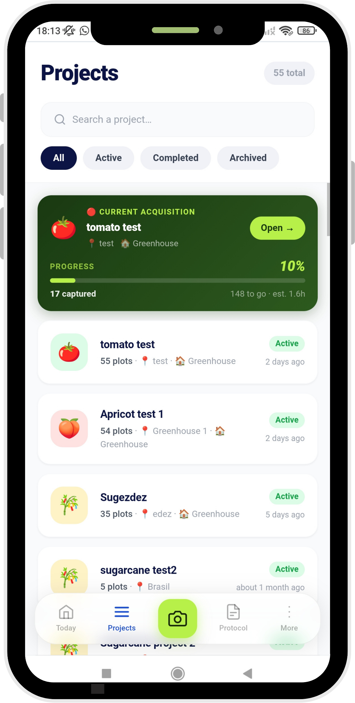 Follow current acquisitions in STOM Mobile